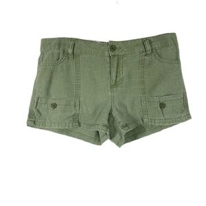 Hot Kiss Green Khaki Linen Cargo CiCi Shorts